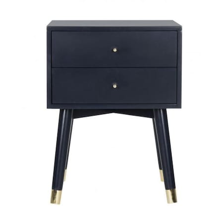 Safavieh 24 x 18 x 18 in. Lyla Mid Century Retro Gold Cap Night Stand, Navy & Gold FOX6234A